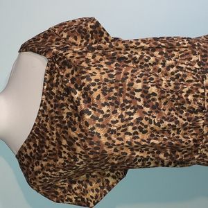 Ladies Plus Size Leopard Print Brown Tan Black Dress Size 2x